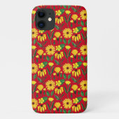 geel daisy-ontwerp op rood Case-Mate iPhone case (Achterkant)