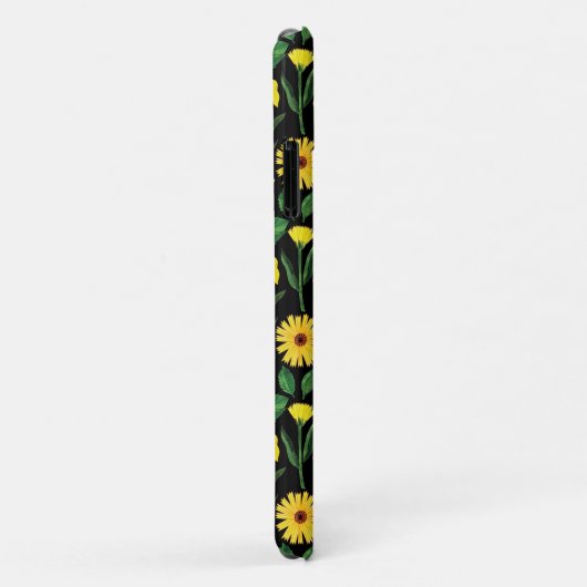 geel daisy-ontwerp op zwart Case-Mate iPhone case (Achterkant/rechts)