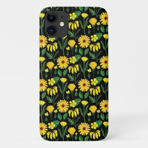 geel daisy-ontwerp op zwart Case-Mate iPhone case