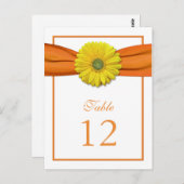 Geel Daisy Sinaasappel lint Tafelnummer Kaart (Voorkant / Achterkant)