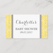 Geel Damask Baby shower Boek Aanvraag Kaart (Achterkant)