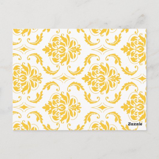 Geel Damask Grijs Trouwtafel Nummer Kaarten (Achterkant)