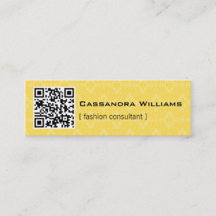 Geel Damask QR CODE Mini Visitekaartjes