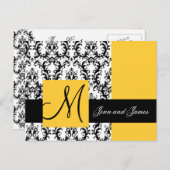 Geel Damask Save the Date Wedding Aankondiging (Voorkant / Achterkant)