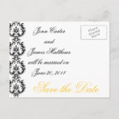 Geel Damask Save the Date Wedding Aankondiging (Achterkant)