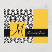 Geel Damask Save the Date Wedding Aankondiging (Voorkant)