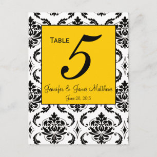 Geel Damask Trouwtafel Nummer Kaarten
