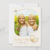 Geel Damask Vogel Tweeling Meisjes Foto Verjaardag Kaart (Voorkant)
