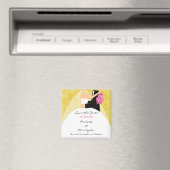 Geel damast bruid & bruidegom sparen de datummagne magneet (Insitu (Vaatwasser))