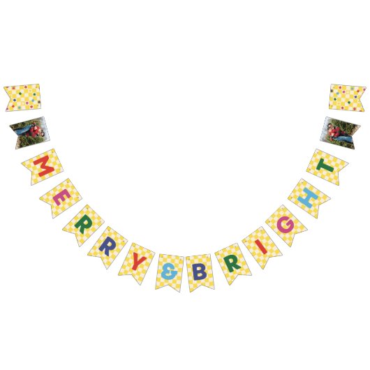 Geel dambord Merry & Bright Bunting Banner (Alle)