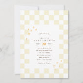 geel dambord | Neutraal retro Baby shower Kaart (Voorkant)