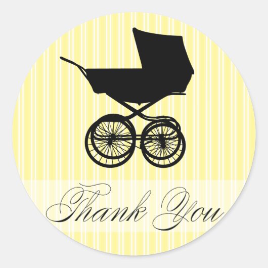 Geel Dank u Baby Buggy Sticker (Voorkant)