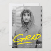 Geel | Dashed Photo Graduparty Kaart (Voorkant)