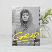 Geel | Dashed Photo Graduparty Kaart (Staand voorkant)