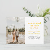 Geel dat we de datum veranderden, maar kon niet wa aankondiging (Staand voorkant)