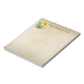 Geel deaffodil gepersonaliseerd monogram notitieblok (Linkerzijde)