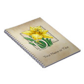 Geel deaffodil gepersonaliseerd monogram notitieboek (Rechterzijde)