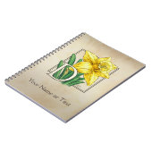 Geel deaffodil gepersonaliseerd monogram notitieboek (Linkerzijde)