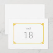 Geel deco Chic Table Number Briefkaart (Voorkant / Achterkant)