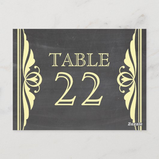 Geel decochrokbord Tabelnummer Briefkaart (Achterkant)