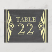 Geel decochrokbord Tabelnummer Briefkaart (Voorkant)