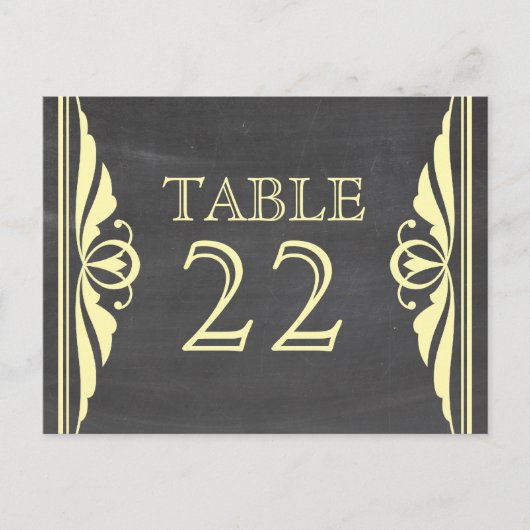 Geel decochrokbord Tabelnummer Briefkaart (Voorkant)
