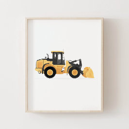 Geel decor voor bouwvoertuig met voorlader poster