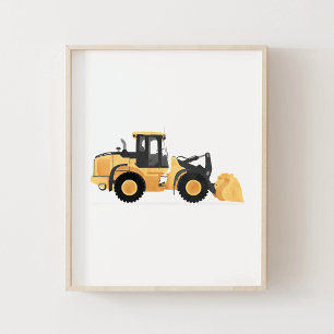 Geel decor voor bouwvoertuig met voorlader poster