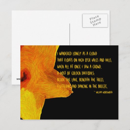 Geel deffodil; William Wordsworth Poem Briefkaart (Voorkant / Achterkant)