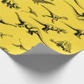 Geel deinosauriwitpapier cadeaupapier (Hoek)
