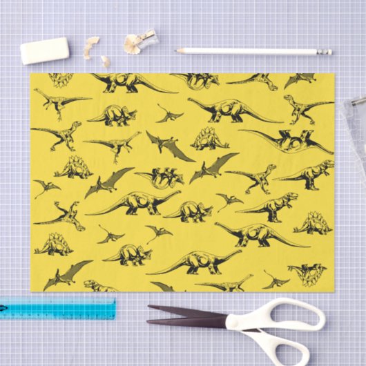 Geel deinosauriwitpapier tissuepapier (Craft)