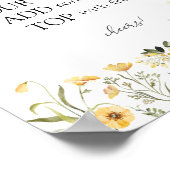 Geel Delicaat Wildflower Bee Mimosa Bar Teken Poster (Hoek)