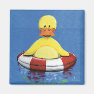 Geel deuken in een opblaasbare Ring Duck Magnet