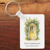 Geel Deur Watercolor Logo Vastgoedmakelaar Sleutelhanger (Voorkant)