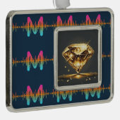 Geel Diamant Licht Zwart Verzilverd Omlijst Ornament (Rechts)