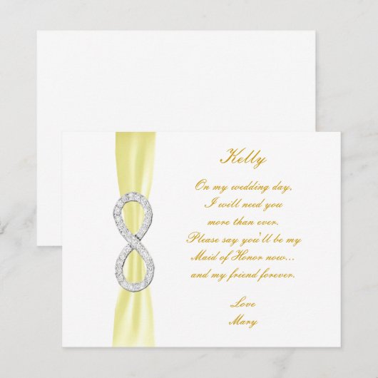 Geel diamantbruid gemaakt van eerwaarde Kaart (Voorkant / Achterkant)