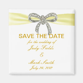Geel Diamanten Boog Bruiloft Save The Date Magneet