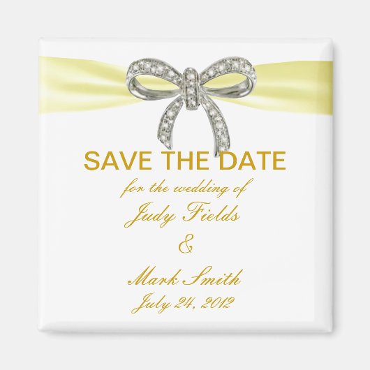 Geel Diamanten Boog Bruiloft Save The Date Magneet (Voorkant)