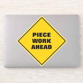 Geel diamantwegbord werkt vooruit sticker