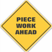 Geel diamantwegbord werkt vooruit sticker (Voorkant)