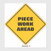 Geel diamantwegbord werkt vooruit sticker (Vel)