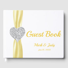 Geel Diamond Heart Wedding Guestbook Gastenboek
