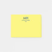Geel & Diepblauw Minimal Clean Initialen Post-it® Notes (Voorkant)