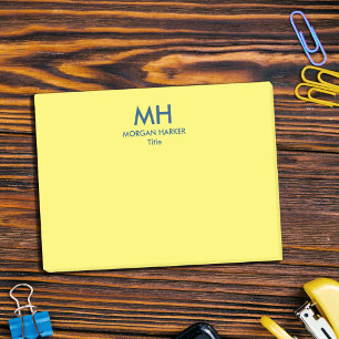 Geel & Diepblauw Minimal Clean Initialen Post-it® Notes