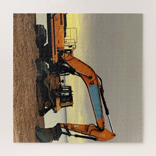 Geel Digger & Tractor Moving Shingle 676-stuk Legpuzzel (Horizontaal)