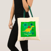 Geel Dinosaur Stars Name Bag/Tas Tote Bag (Voorkant (product))