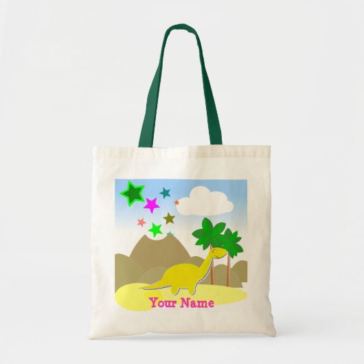 Geel dinosaurus & Star Vulcano Bag/Tas Tote Bag (Voorkant)
