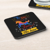 Geel Dit meisje houdt van haar paard Bier Onderzetter (Linkerzijde)