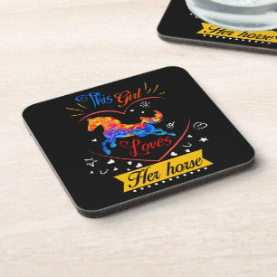 Geel Dit meisje houdt van haar paard Bier Onderzetter