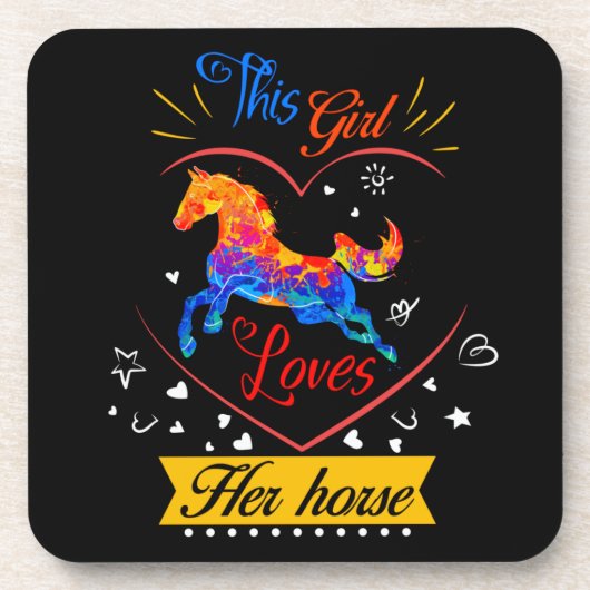 Geel Dit meisje houdt van haar paard Bier Onderzetter (Voorkant)